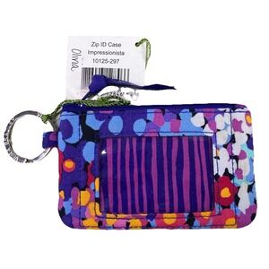 Vera Bradley Zipper Travel ID Key ring Coin Purse Impressionista‎ Purple 3x5"